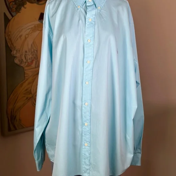 POLO RALPH LAUREN Long Sleeve Dress Shirt with Purple Embroidered Polo - Picture 3 of 6